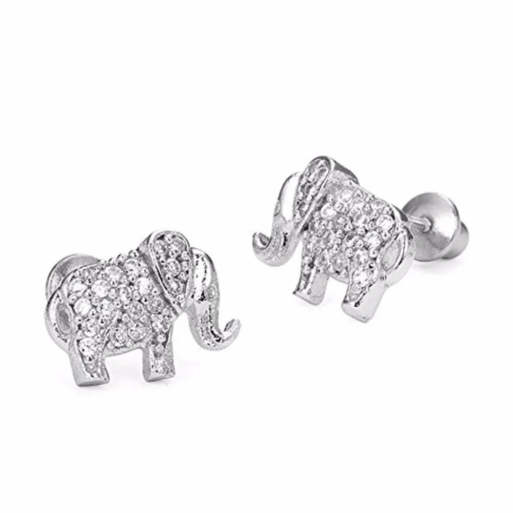 Kids 14k Gold Plated Elephant Girls earrings